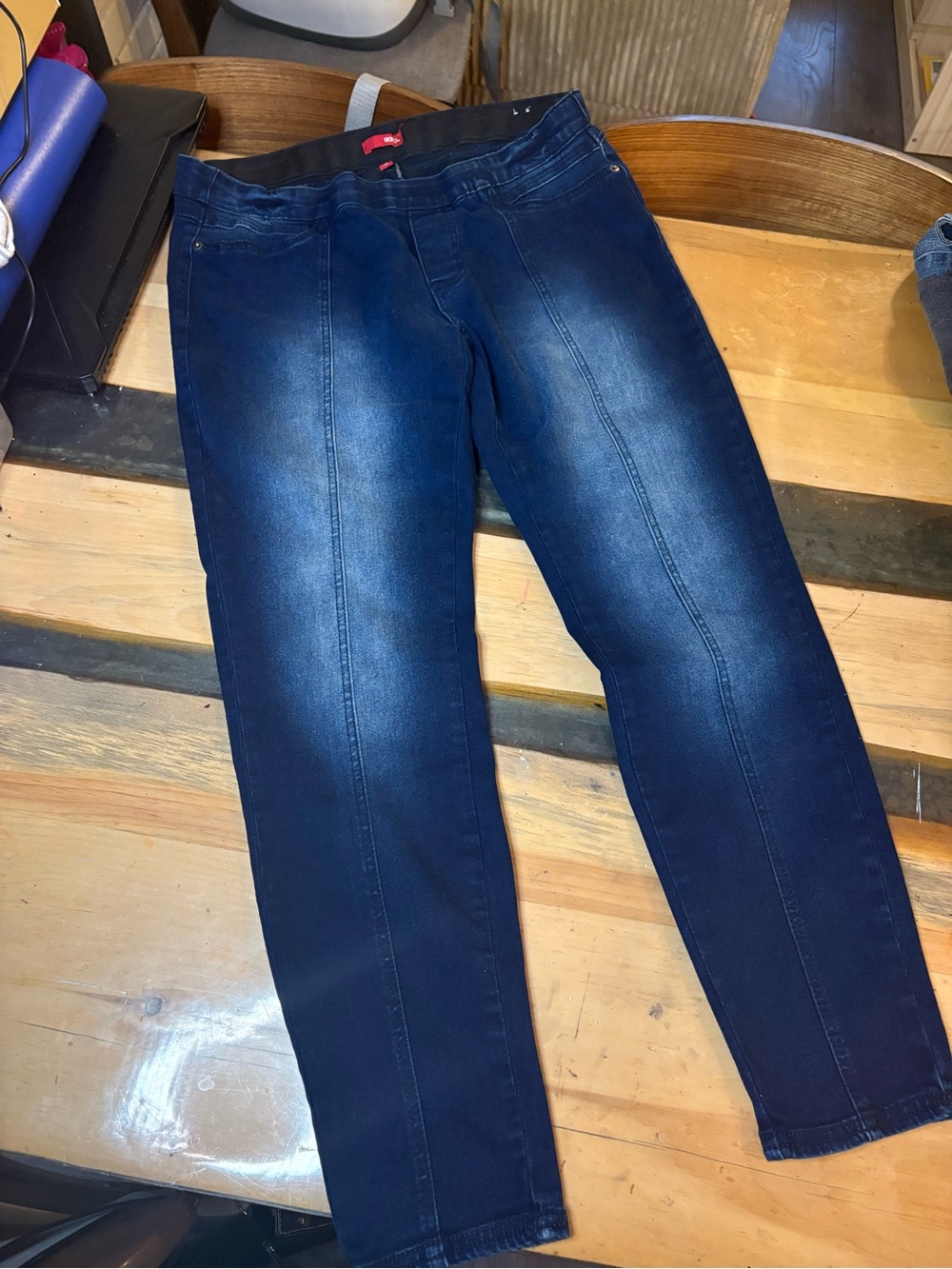BONGO Dark Blue Stretch Jeggings with Faux Front Seam